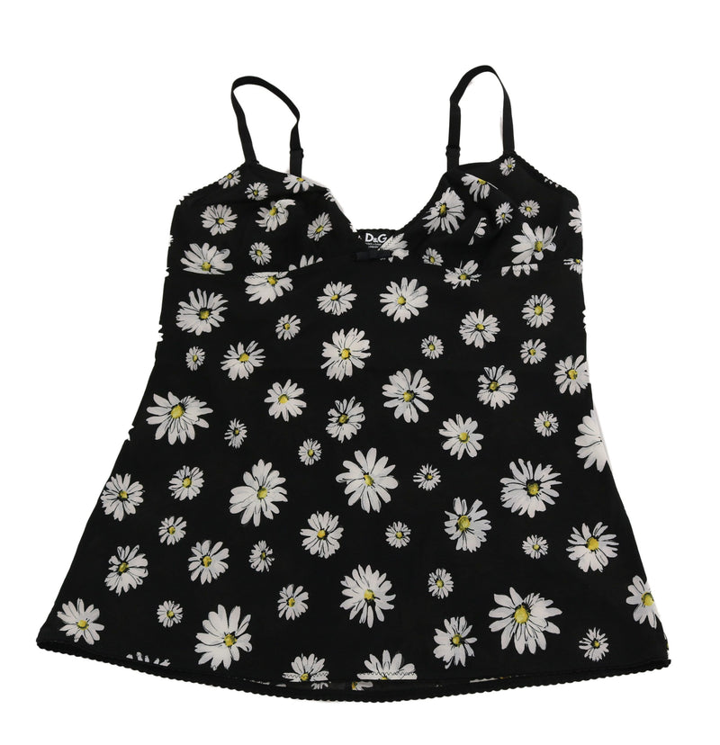 Chemise de lingerie Dolce &amp; Gabbana noire à imprimé marguerite