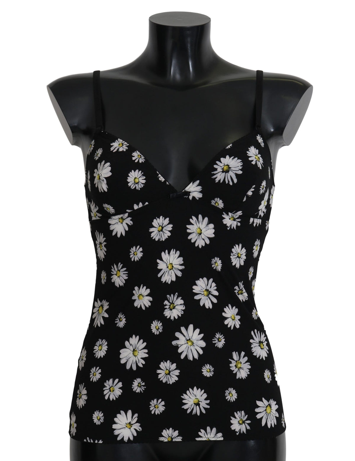 Chemise de lingerie Dolce &amp; Gabbana noire à imprimé marguerite