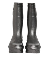 Dolce & Gabbana Black Argento Pull On Rain Boots