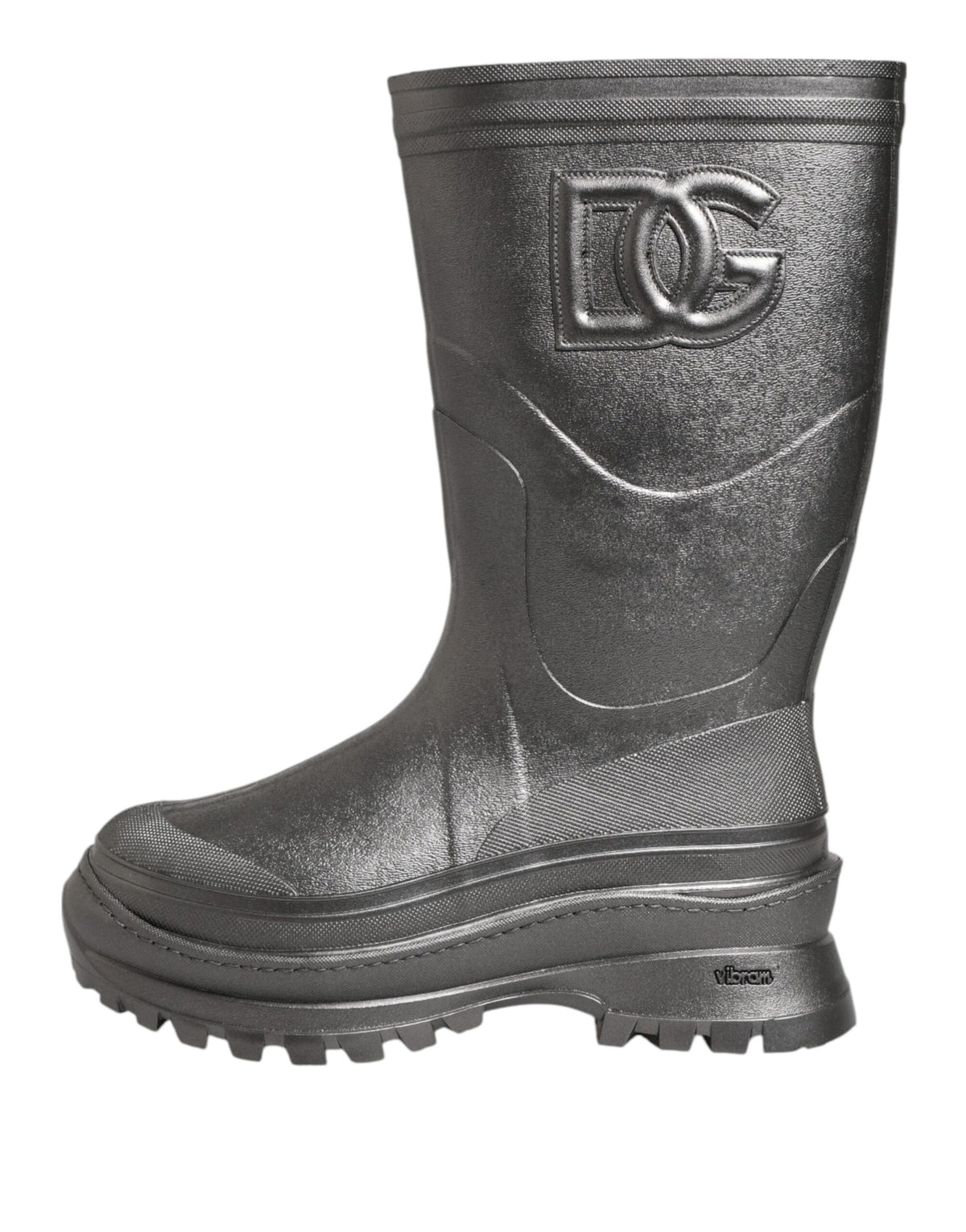 Dolce & Gabbana Black Argento Pull On Rain Boots