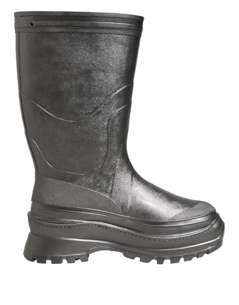 Dolce & Gabbana Black Argento Pull On Rain Boots
