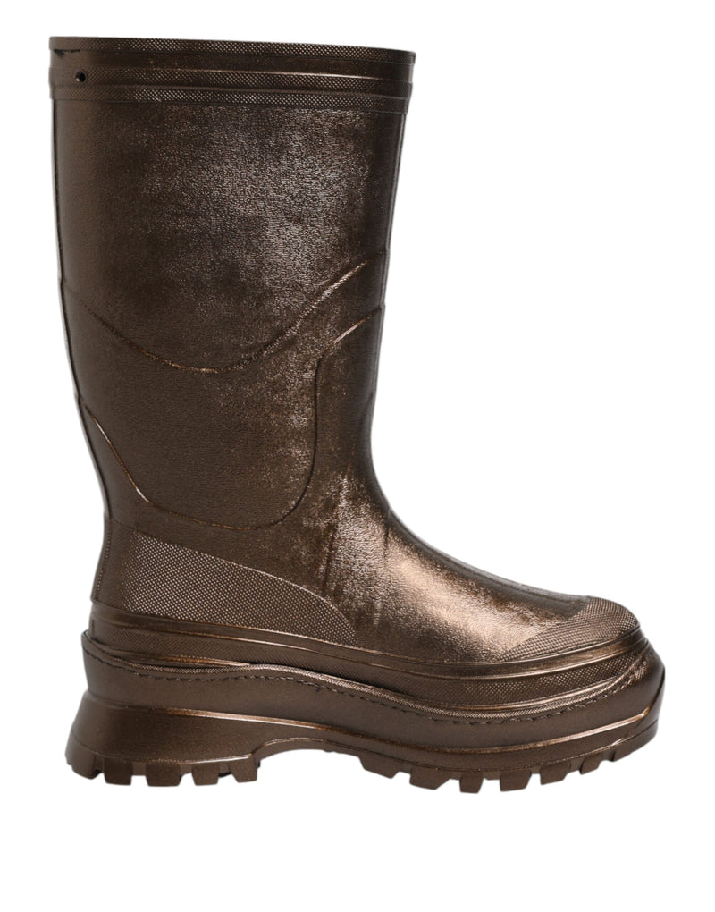 Dolce & Gabbana Bottes de Pluie Métalliques Bronze à Enfiler