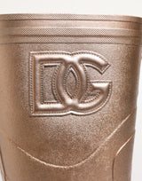 Dolce & Gabbana Rose Gold Rubber Pull On Rain Boots