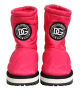 Dolce & Gabbana Pink White Viscose Padded Mid Calf Boots