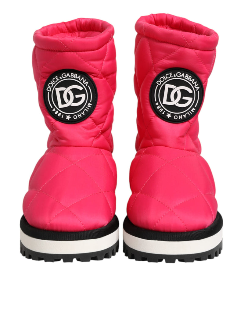 Dolce & Gabbana Bottes Mi-Mollet Padded Fuchsia en Viscose