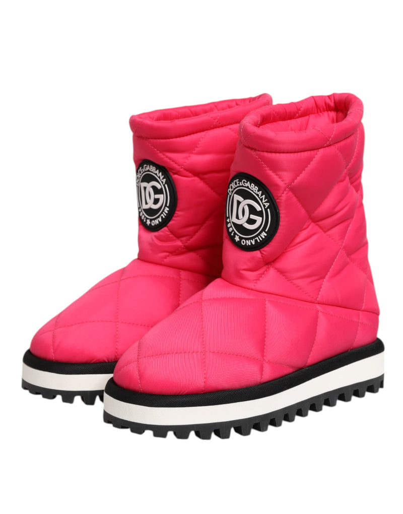 Dolce & Gabbana Bottes Mi-Mollet Padded Fuchsia en Viscose