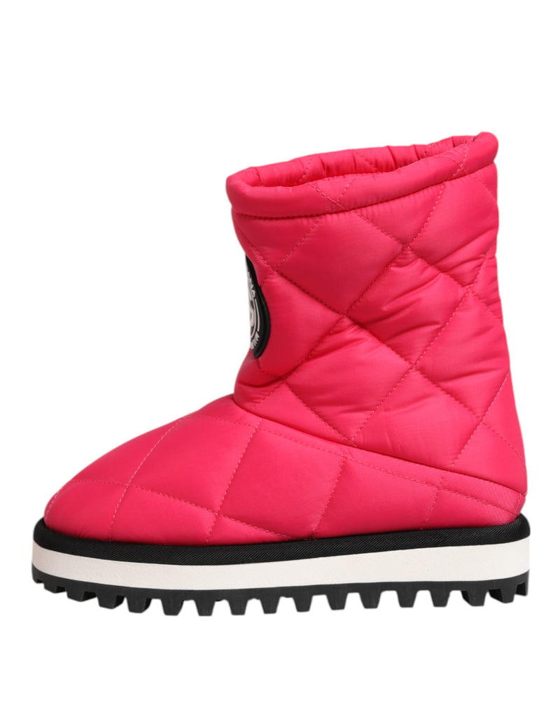 Dolce & Gabbana Bottes Mi-Mollet Padded Fuchsia en Viscose