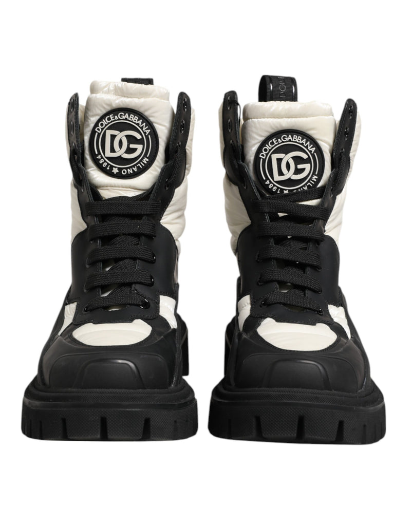 Dolce & Gabbana Bottes Mi-Mollet Lacées Noir et Blanc