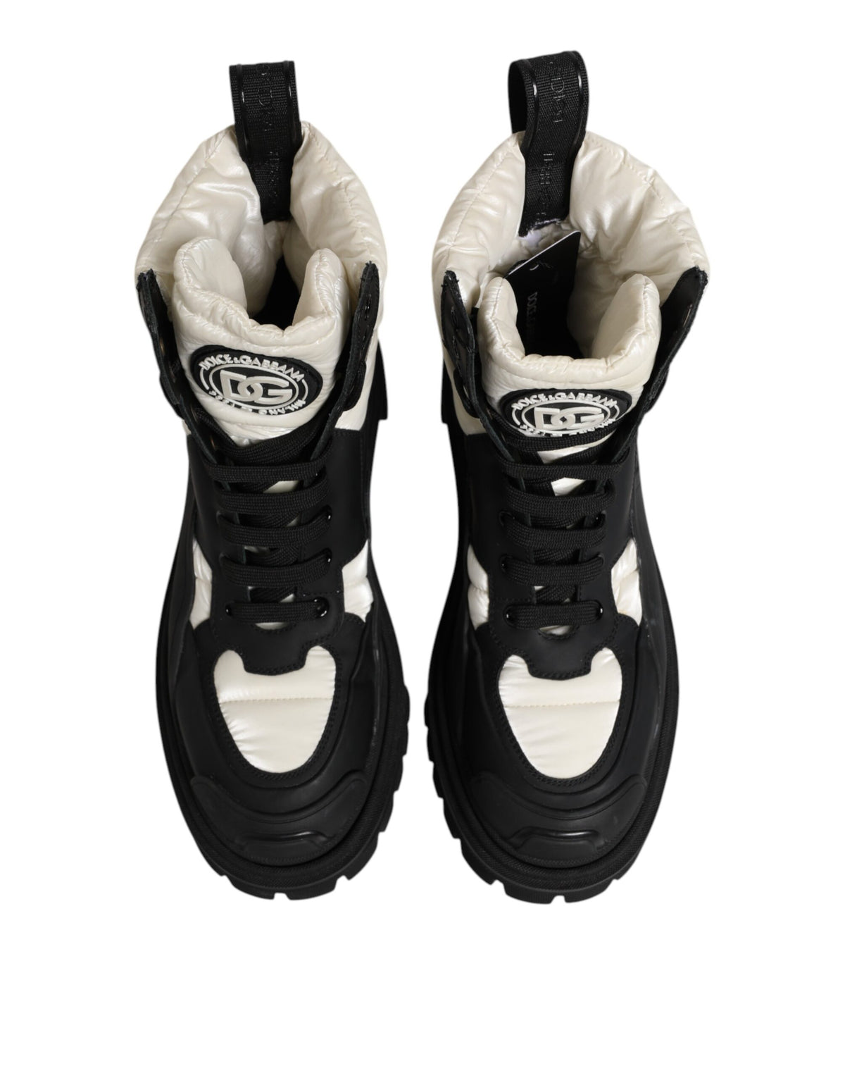 Dolce & Gabbana Bottes Mi-Mollet Lacées Noir et Blanc