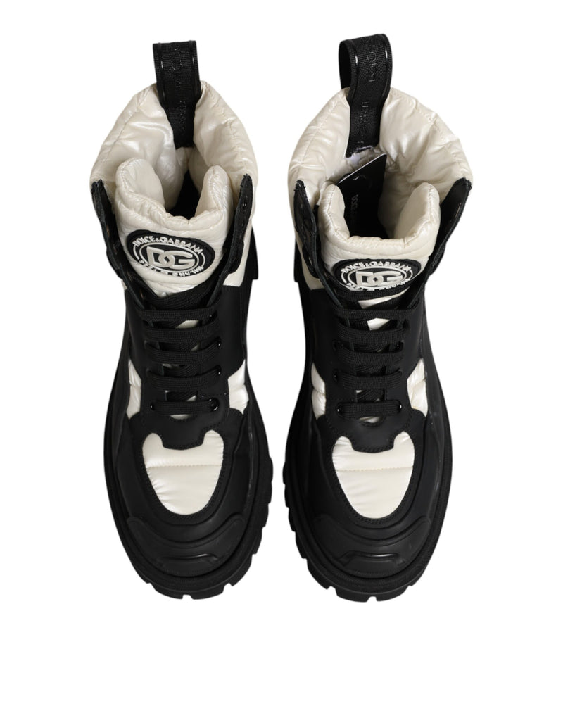 Dolce & Gabbana Bottes Mi-Mollet Lacées Noir et Blanc
