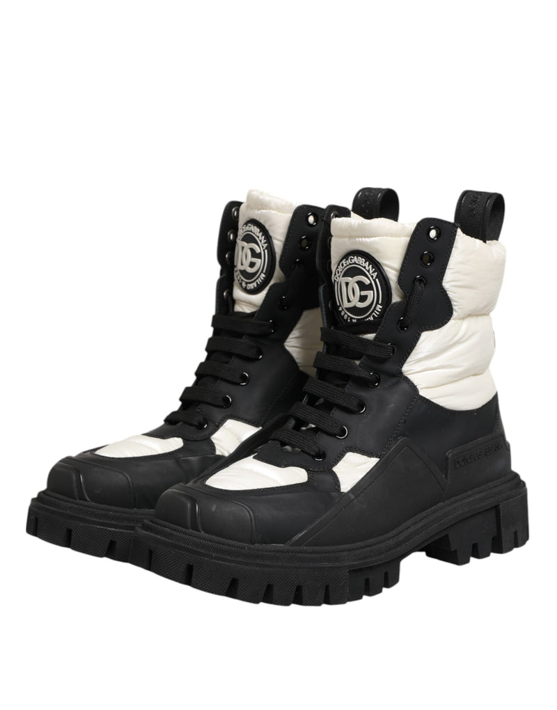 Dolce & Gabbana Bottes Mi-Mollet Lacées Noir et Blanc