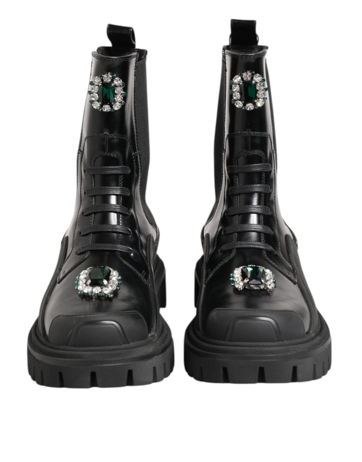 Dolce & Gabbana Black Crystal Embellished Combat Boots