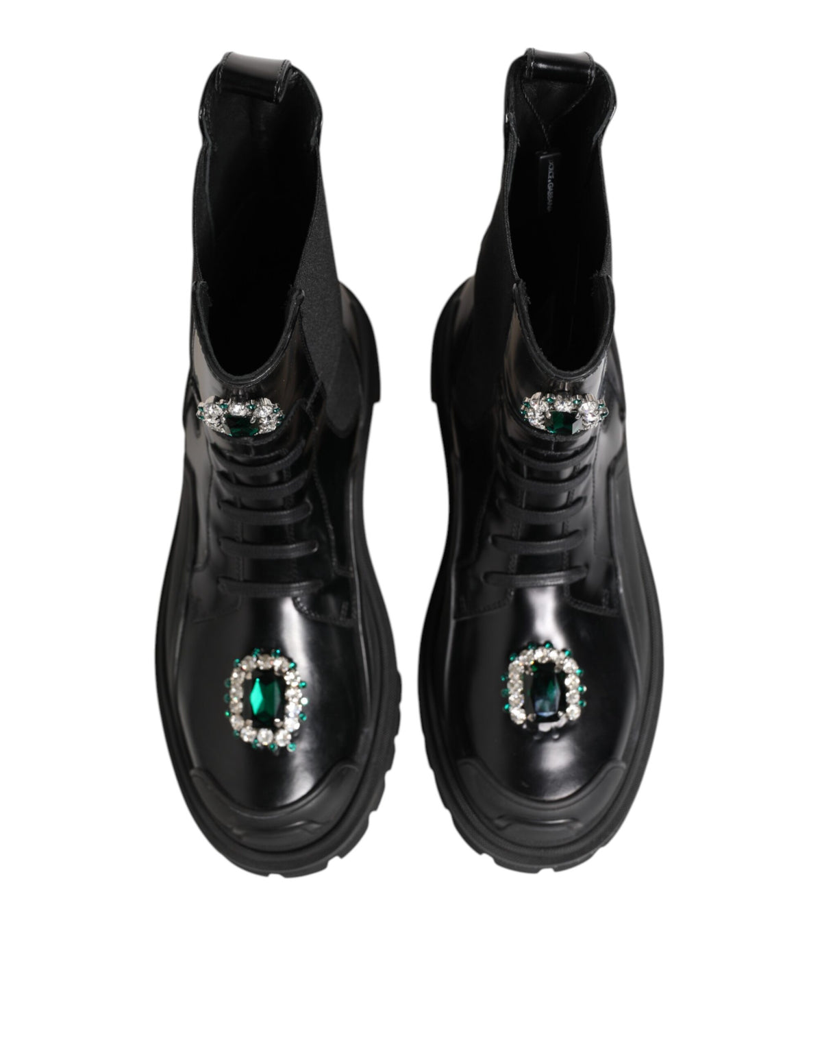 Dolce & Gabbana Black Crystal Embellished Combat Boots