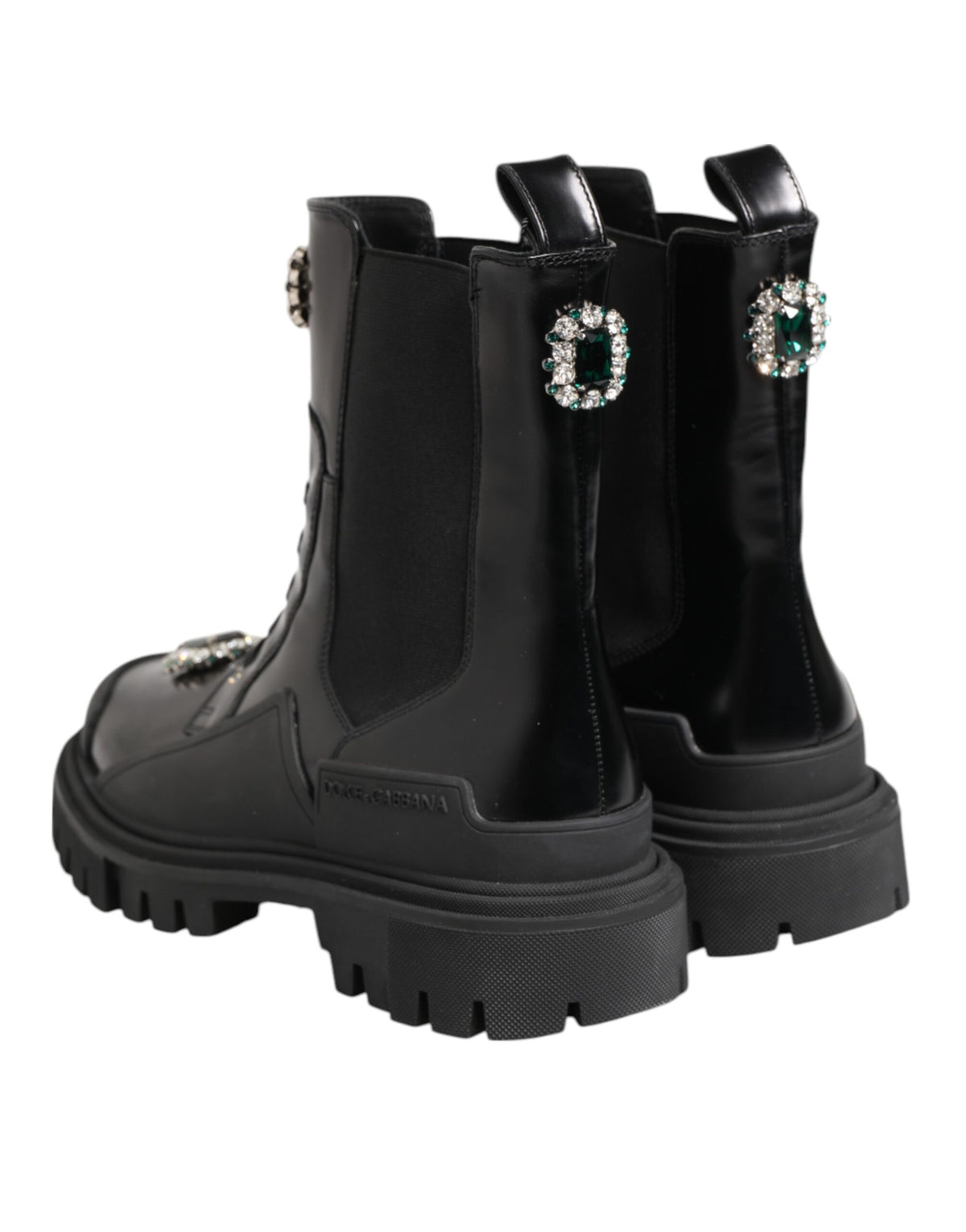 Dolce & Gabbana Black Crystal Embellished Combat Boots