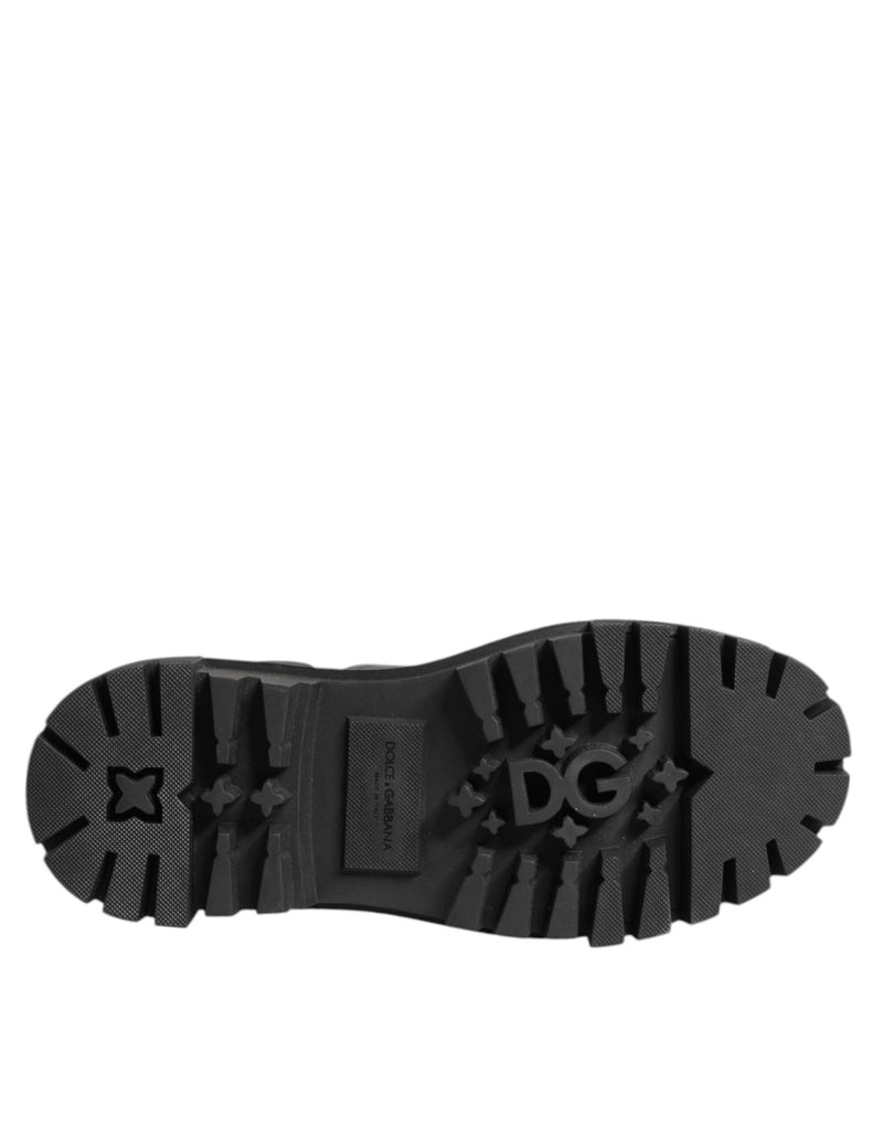 Dolce & Gabbana Black Crystal Embellished Combat Boots