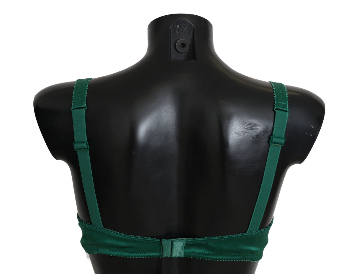 Soutien-gorge en dentelle florale en soie extensible verte Dolce &amp; Gabbana