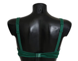 Soutien-gorge en dentelle florale en soie extensible verte Dolce &amp; Gabbana