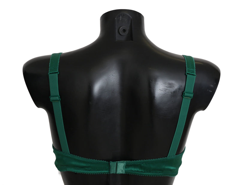 Soutien-gorge en dentelle florale en soie extensible verte Dolce &amp; Gabbana