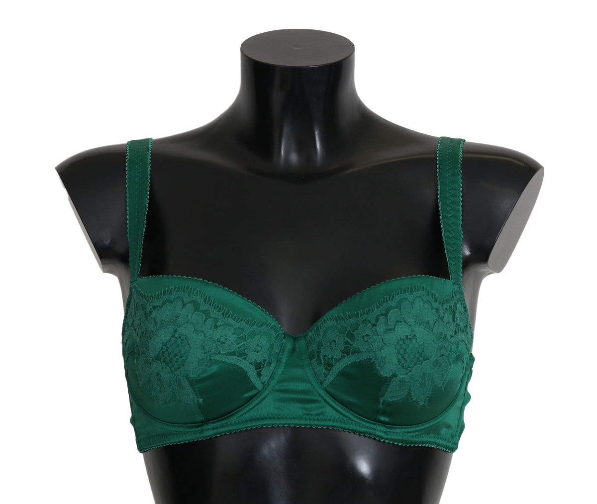 Soutien-gorge en dentelle florale en soie extensible verte Dolce &amp; Gabbana