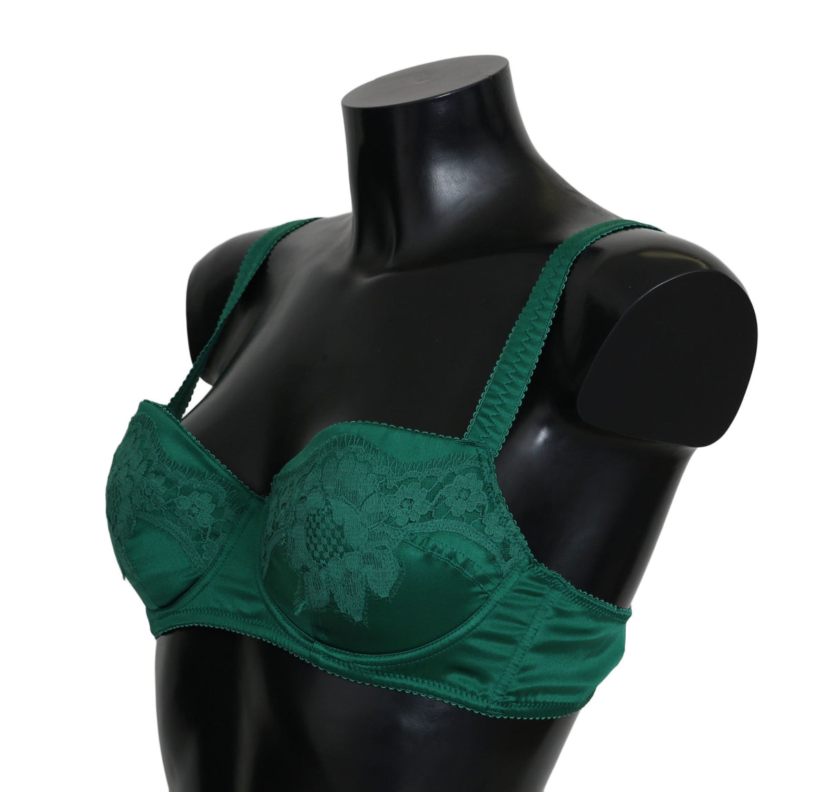 Soutien-gorge en dentelle florale en soie extensible verte Dolce &amp; Gabbana