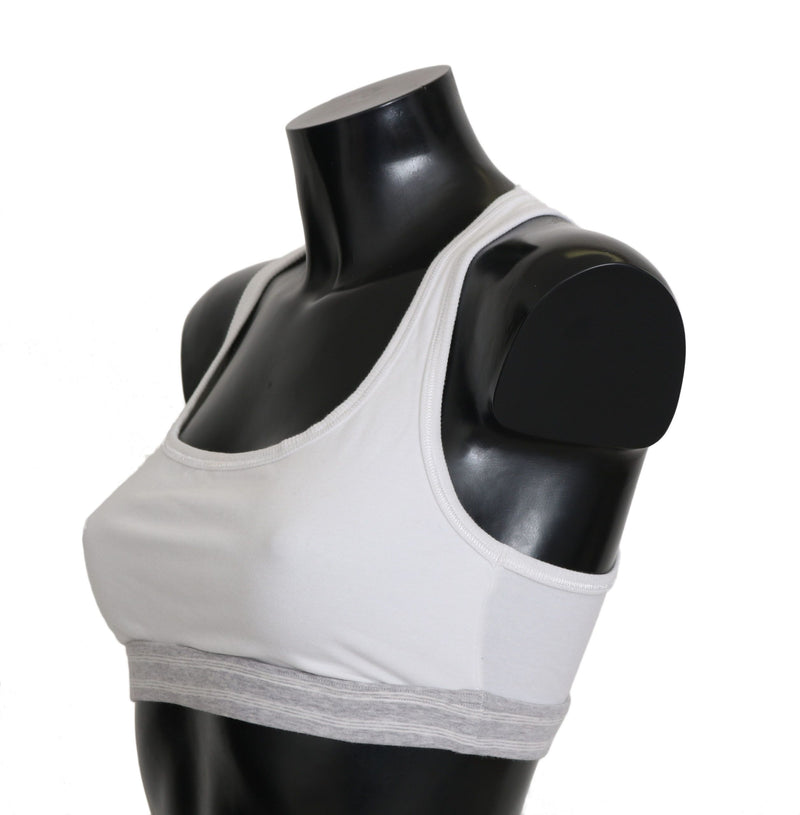 Soutien-gorge de sport en coton blanc extensible de Dolce &amp; Gabbana