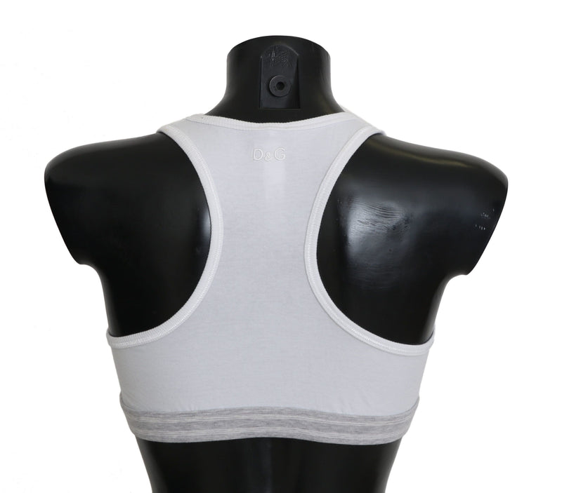 Soutien-gorge de sport en coton blanc extensible de Dolce &amp; Gabbana