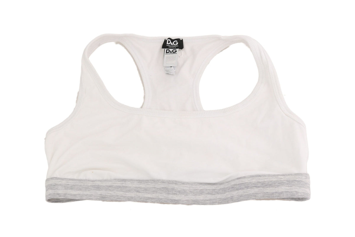 Soutien-gorge de sport en coton blanc extensible de Dolce &amp; Gabbana