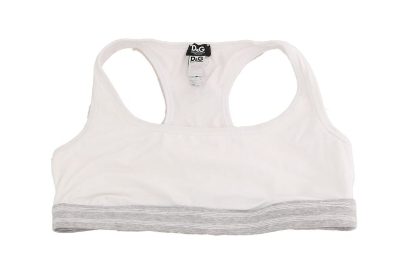 Soutien-gorge de sport en coton blanc extensible de Dolce &amp; Gabbana