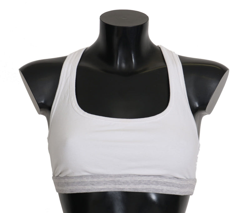 Soutien-gorge de sport en coton blanc extensible de Dolce &amp; Gabbana
