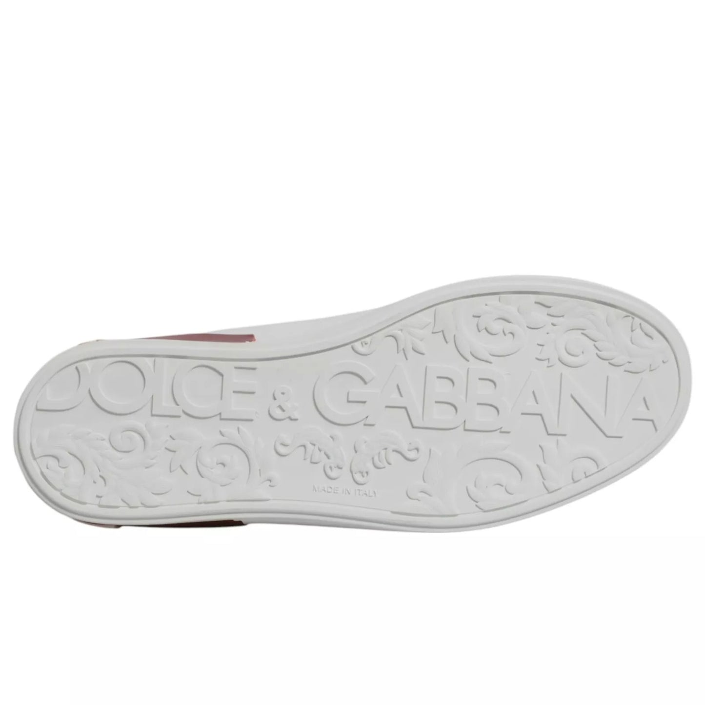 Dolce & Gabbana White Red Leather Logo Portofino Sneaker