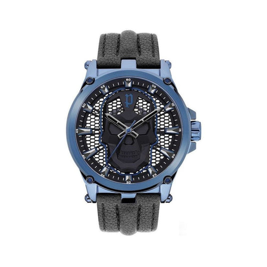Politie zwart leren horloge