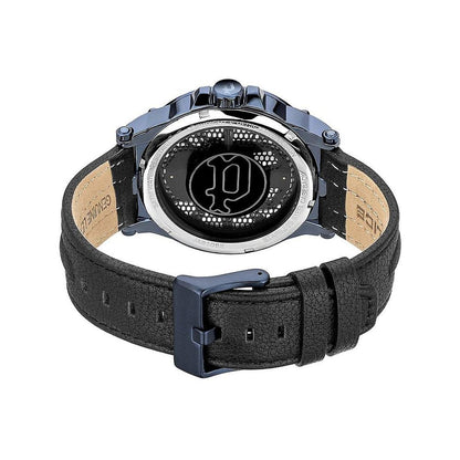 Politie zwart leren horloge