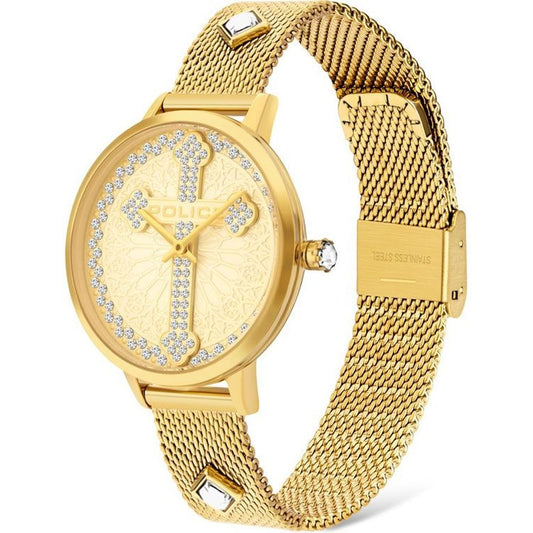 Politie gouden roestvrijstalen horloge