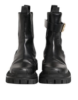 Dolce & Gabbana Black Gold DG Logo Trekking Calf Boots