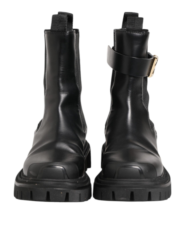 Dolce & Gabbana Black Gold DG Logo Trekking Calf Boots