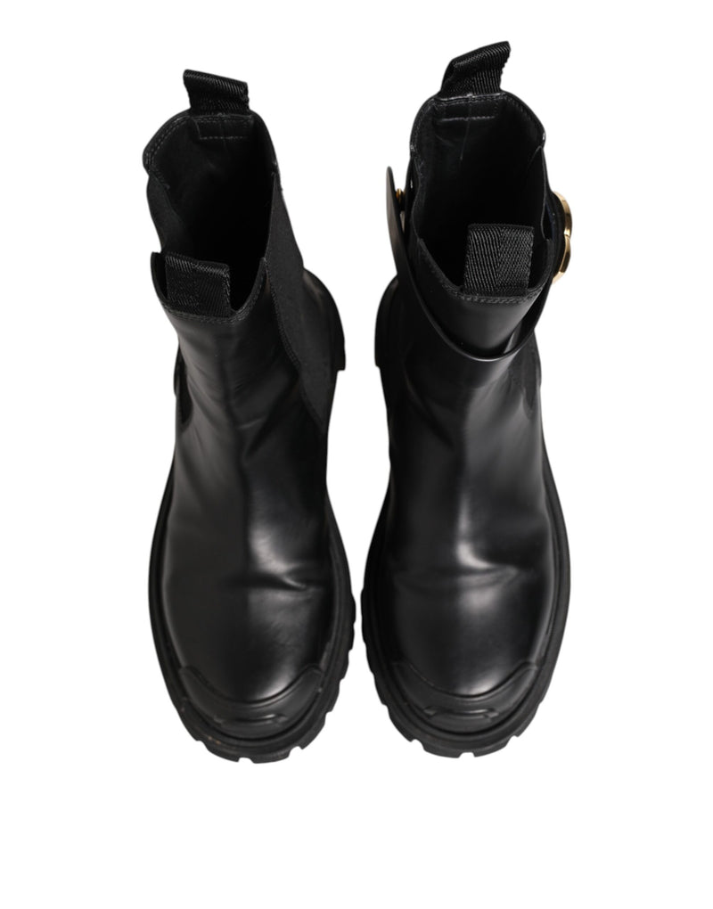 Dolce & Gabbana Black Gold DG Logo Trekking Calf Boots