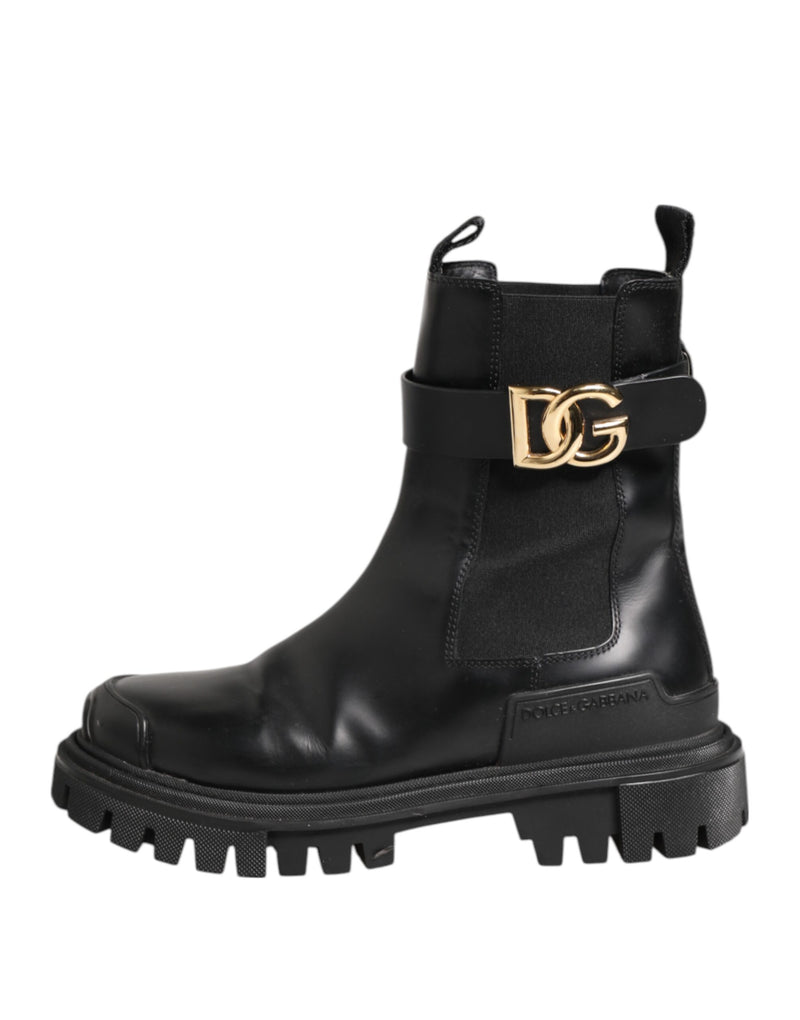 Dolce & Gabbana Black Gold DG Logo Trekking Calf Boots