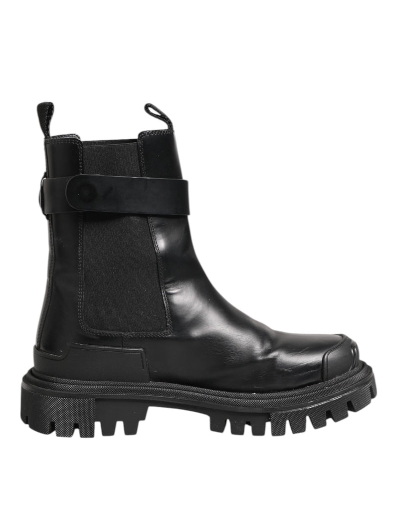 Dolce & Gabbana Black Gold DG Logo Trekking Calf Boots