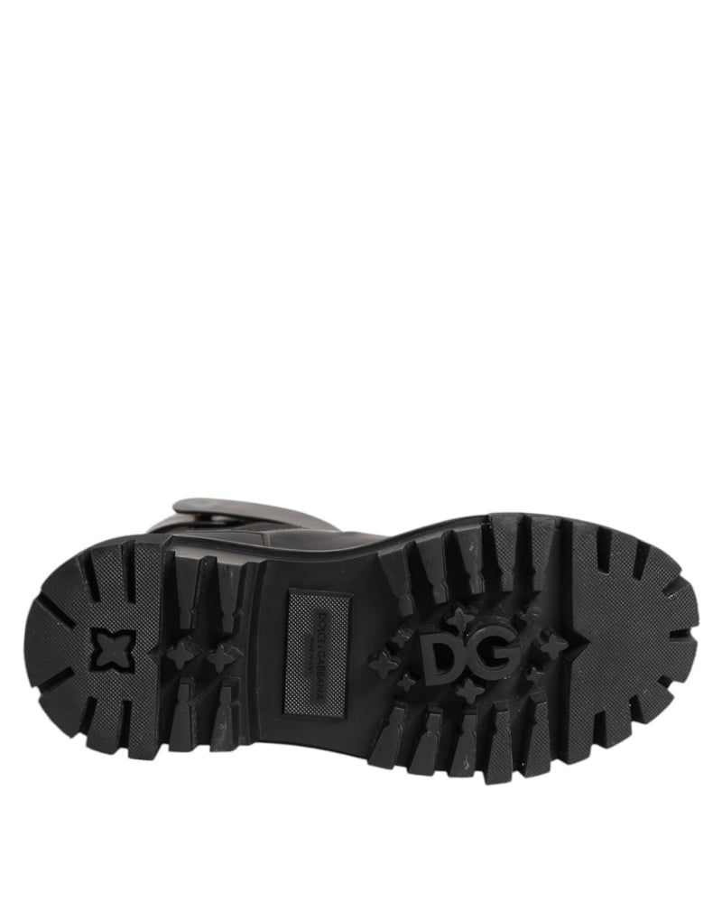 Dolce & Gabbana Black Gold DG Logo Trekking Calf Boots