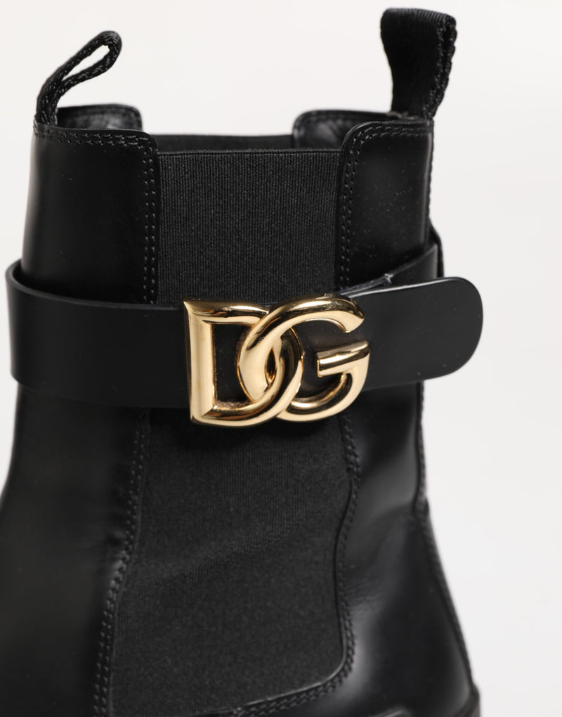 Dolce & Gabbana Black Gold DG Logo Trekking Calf Boots