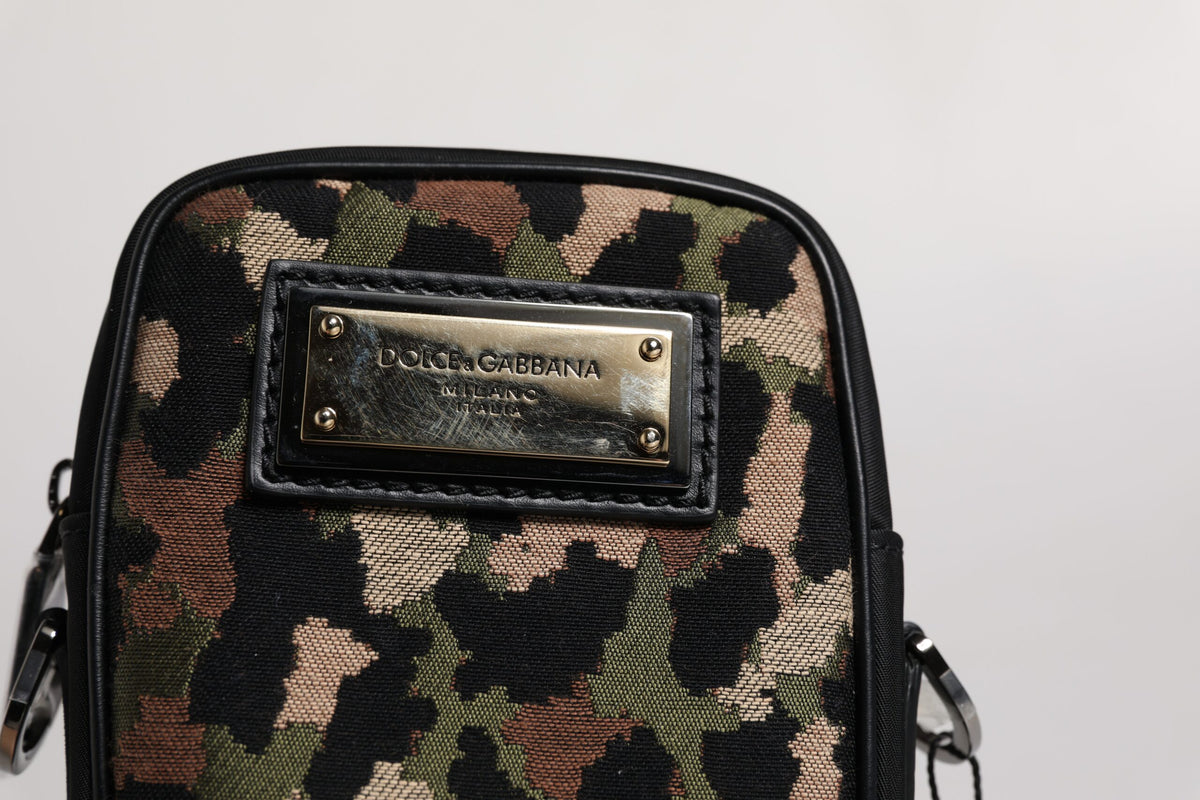 Sac à bandoulière Dolce & Gabbana en jacquard léopard multicolore avec logo et plaque