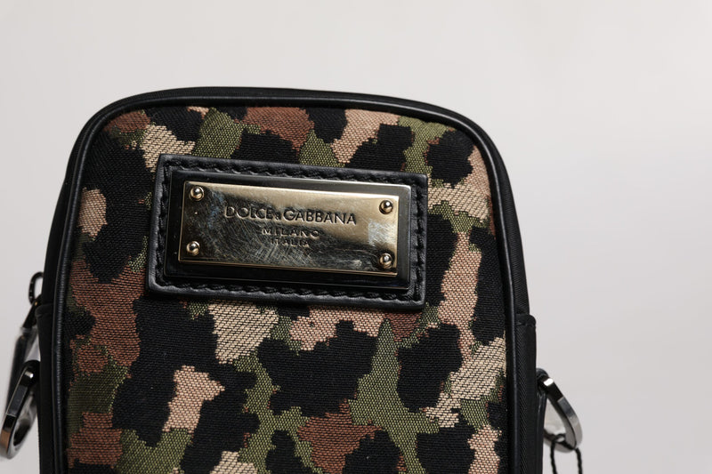 Sac à bandoulière Dolce & Gabbana en jacquard léopard multicolore avec logo et plaque