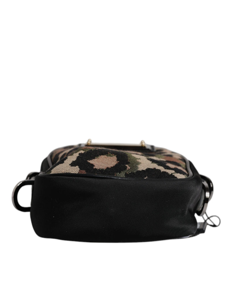 Sac à bandoulière Dolce & Gabbana en jacquard léopard multicolore avec logo et plaque