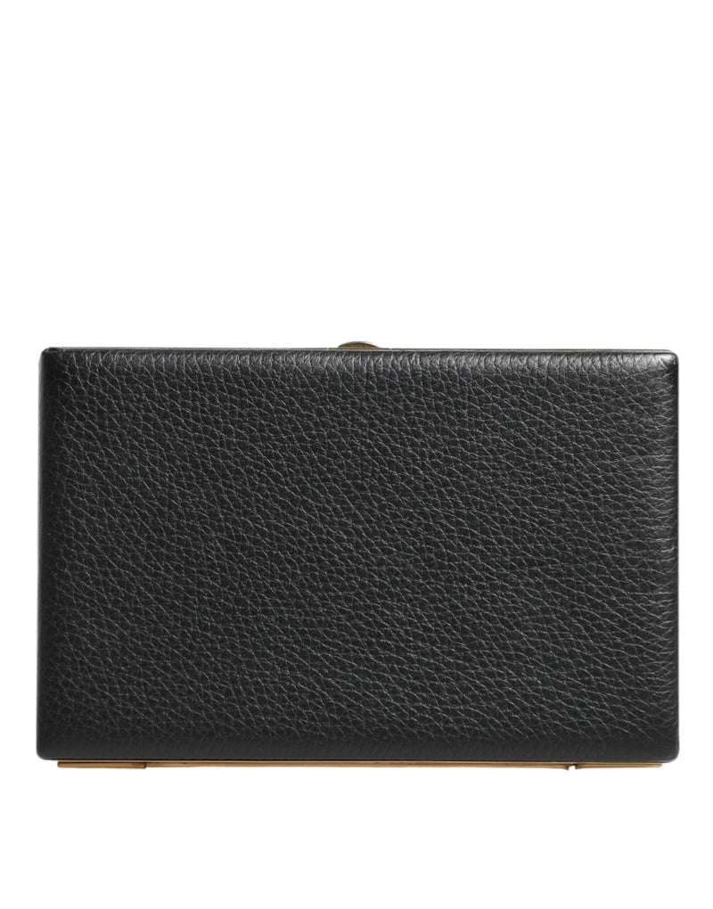 Sac à main de soirée Dolce & Gabbana en cuir noir avec cadre doré