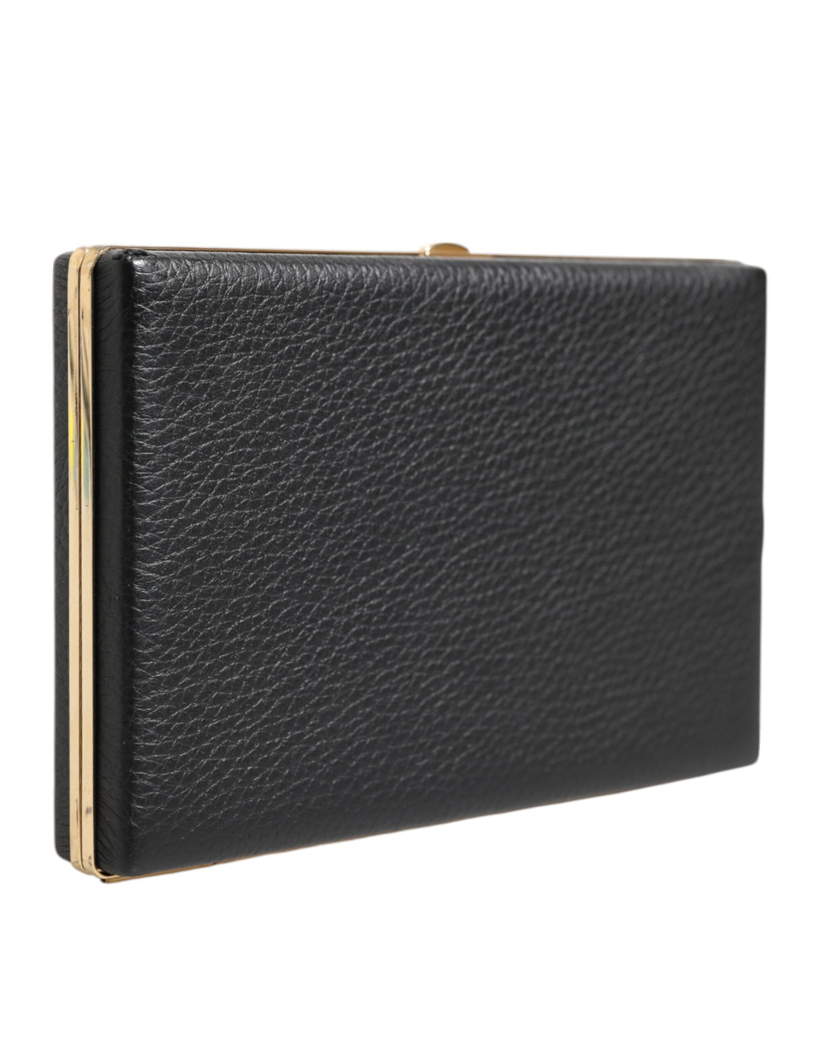 Sac à main de soirée Dolce & Gabbana en cuir noir avec cadre doré