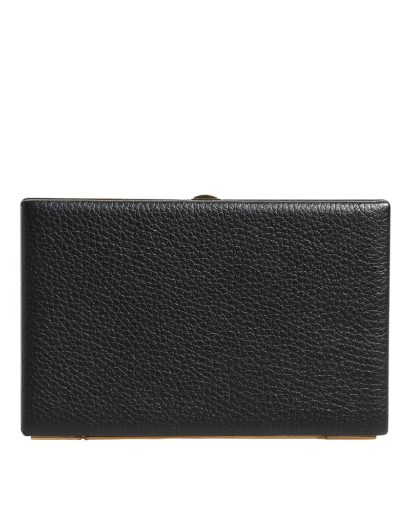 Sac à main de soirée Dolce & Gabbana en cuir noir avec cadre doré