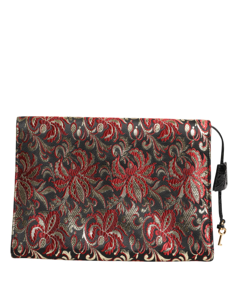 Dolce & Gabbana Multicolor Jacquard Floral Document Briefcase Bag