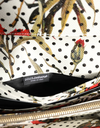 Portefeuille à trois volets Dolce & Gabbana en cuir noir avec plaque logo