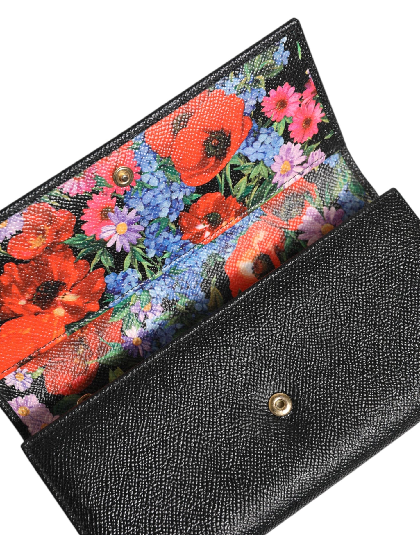 Portefeuille porte-cartes à trois volets en cuir noir Dolce & Gabbana avec plaque logo