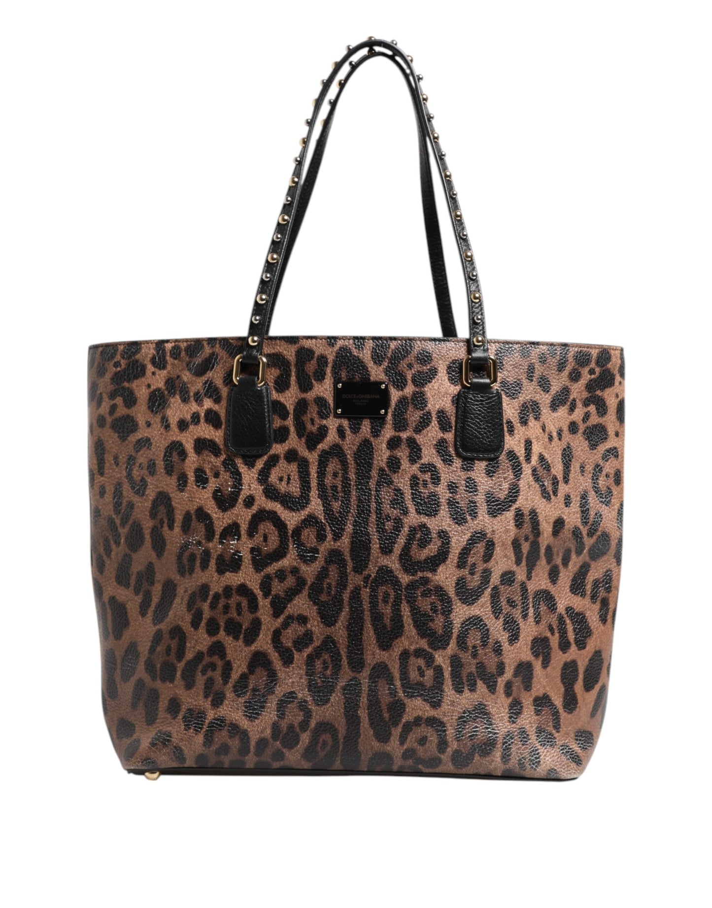 Dolce & Gabbana Bruine Luipaard GLAM Leren Logo Plaque Tote Bag